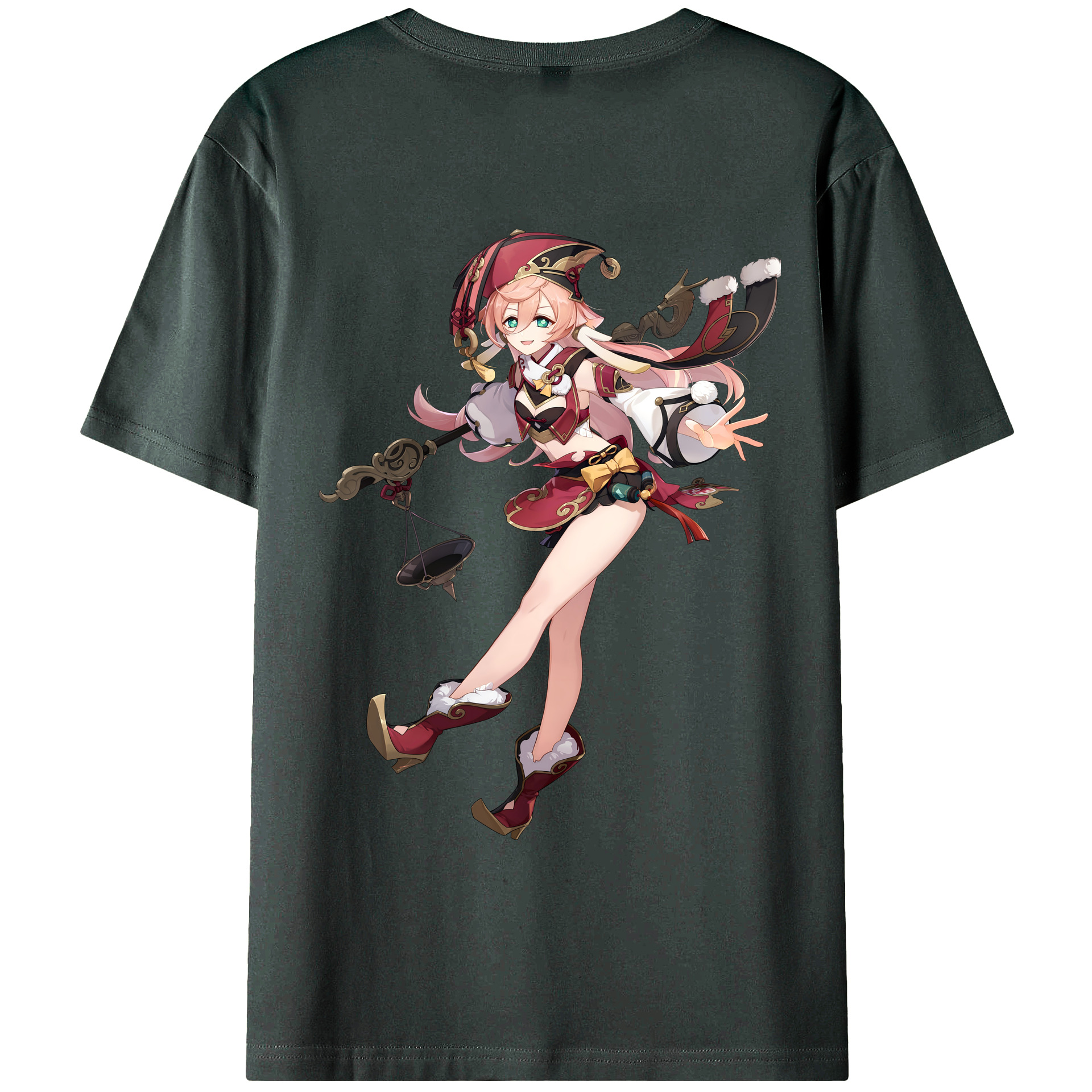 げんし神 ヤンフェイ genshin Yanfei 綿100％ メンズ半袖Tシャツ（バックプリント） 通気性